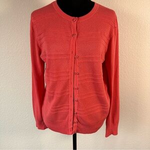 Charter Club Textured Button-Front Cardigan‎ Sweater Coral Women’s Medium